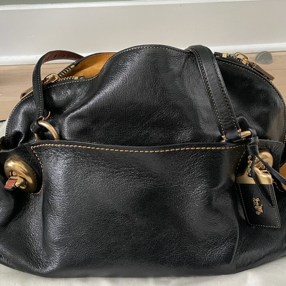 Coach 1941 Outlaw Satchel - Genuine Polished Grain Leather - Black - Picture 5 of 11